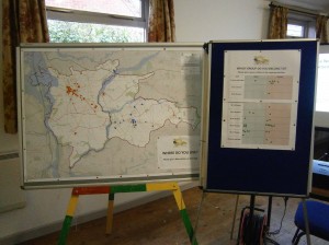 Boards at each event tracked where people came from and their age/sex profile